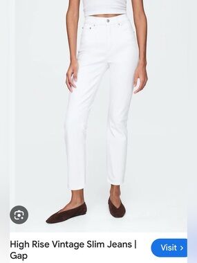 GAP Tall White Vintage Slim High Rise Jeans